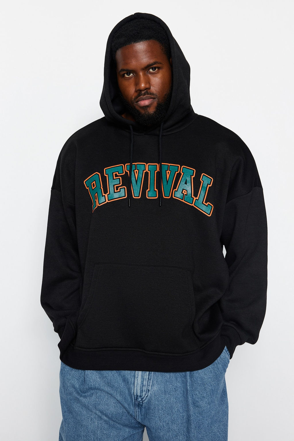 TRENDYOL MAN Kahverengi Unisex Buyuk Beden Oversize/Genis Kesim Bask?l? Ici Polar Pamuk Sweatshirt TMNAW24AO00021 - Trendyolmilla фото 2