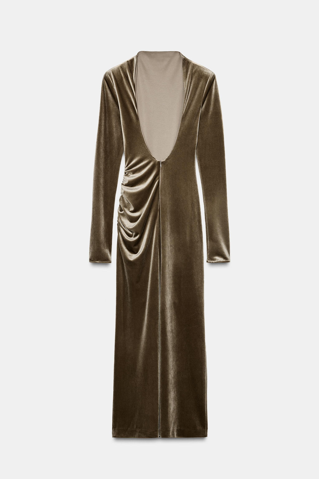 DRAPED VELVET DRESS WITH SHOULDER PADS - Zara фото 3