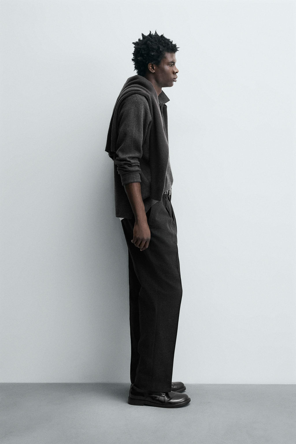 LIMITED EDITION COTTON - WOOL TEXTURED TROUSERS - Zara фото 3