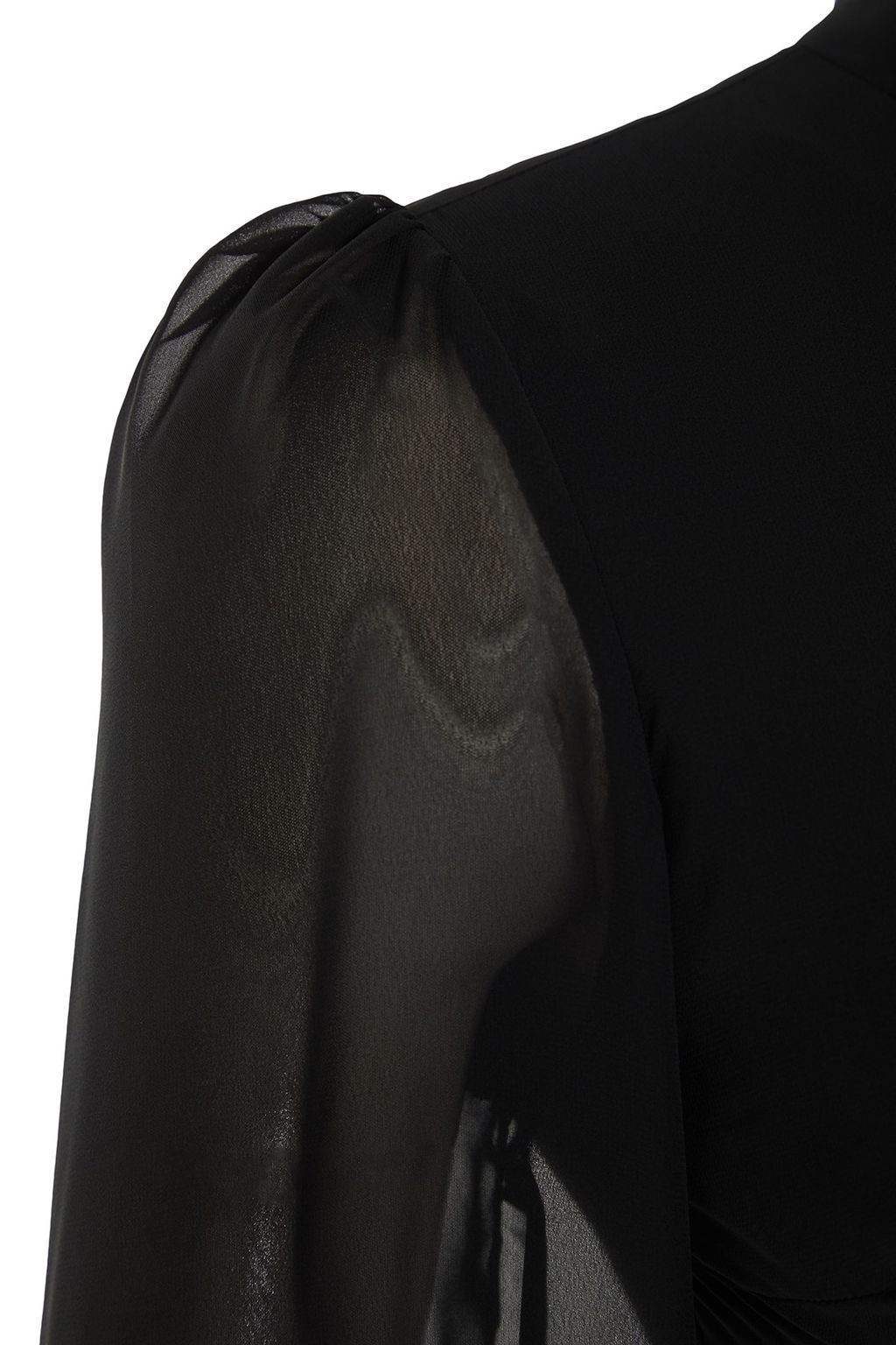 Siyah A Kesim Dik Yakal? Midi Astarl? Sifon Dokuma K?sl?k Elbise TWOAW20EL1313