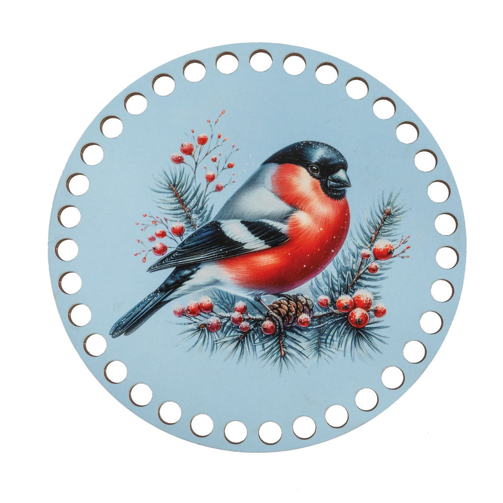 Заготовка для декорирования Love2art ДВ-02 Набор донышек для вязания Матовый фанера d 15 см х 0.4 см 2 шт 08 Снегирь