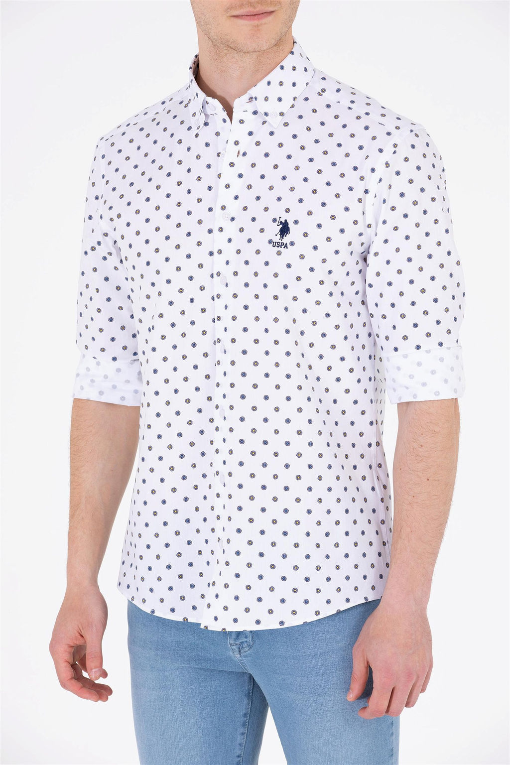 Мужская белая рубашка с длинным рукавом - U.s. polo assn фото 13