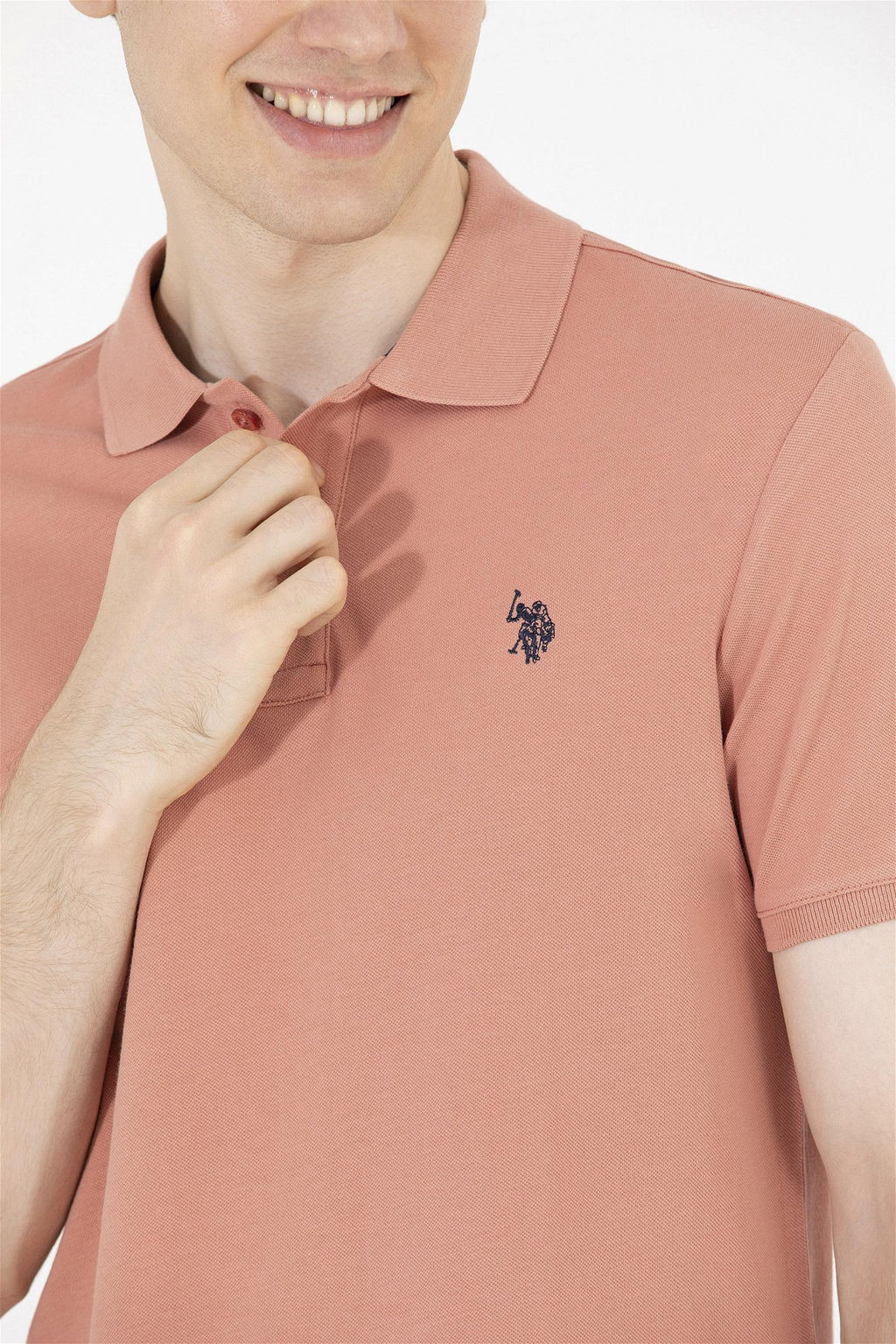 Мужская пудровая футболка с воротником поло Basic - U.s. polo assn фото 14