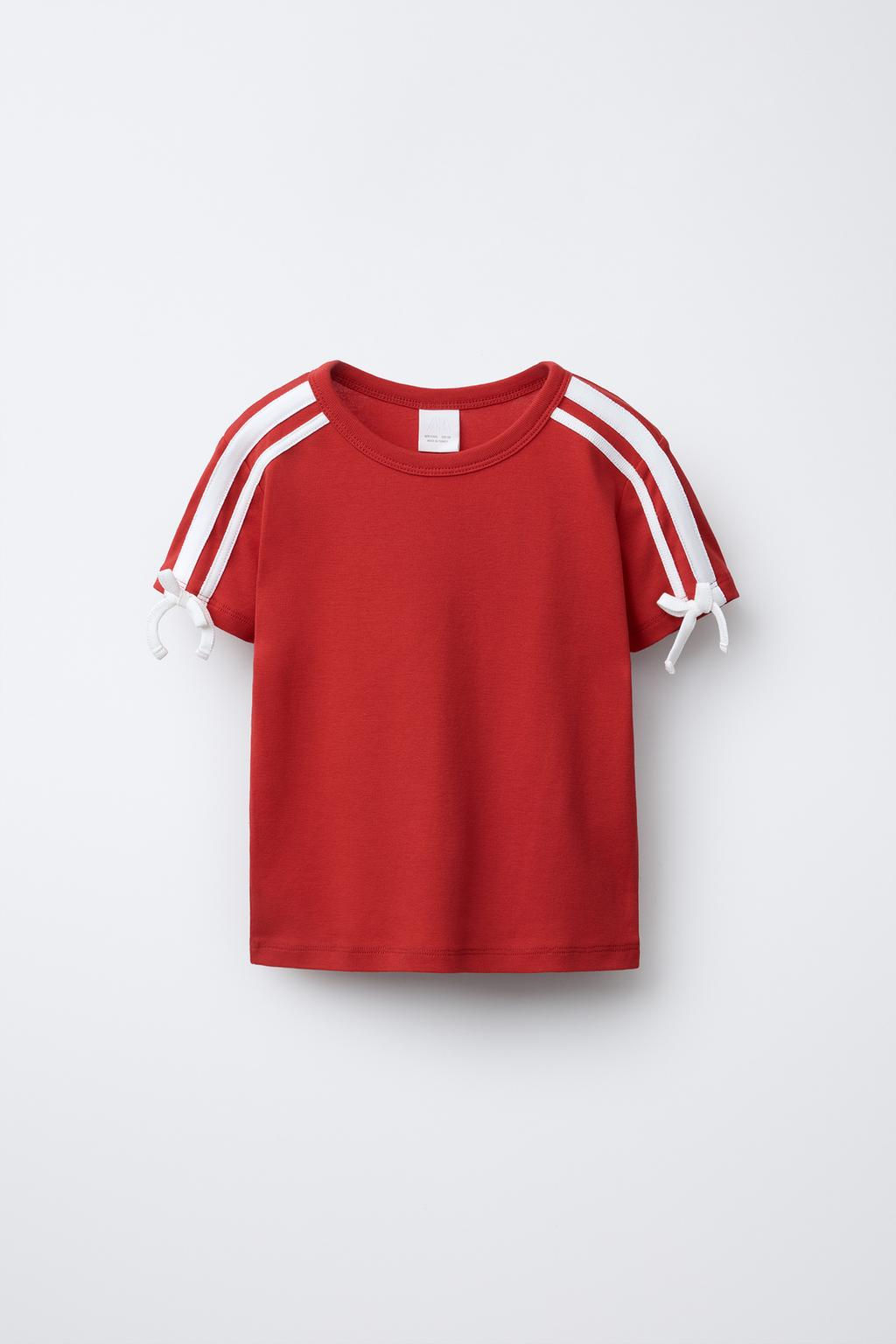 T-SHIRT WITH BOW STRIPES - Zara фото 7