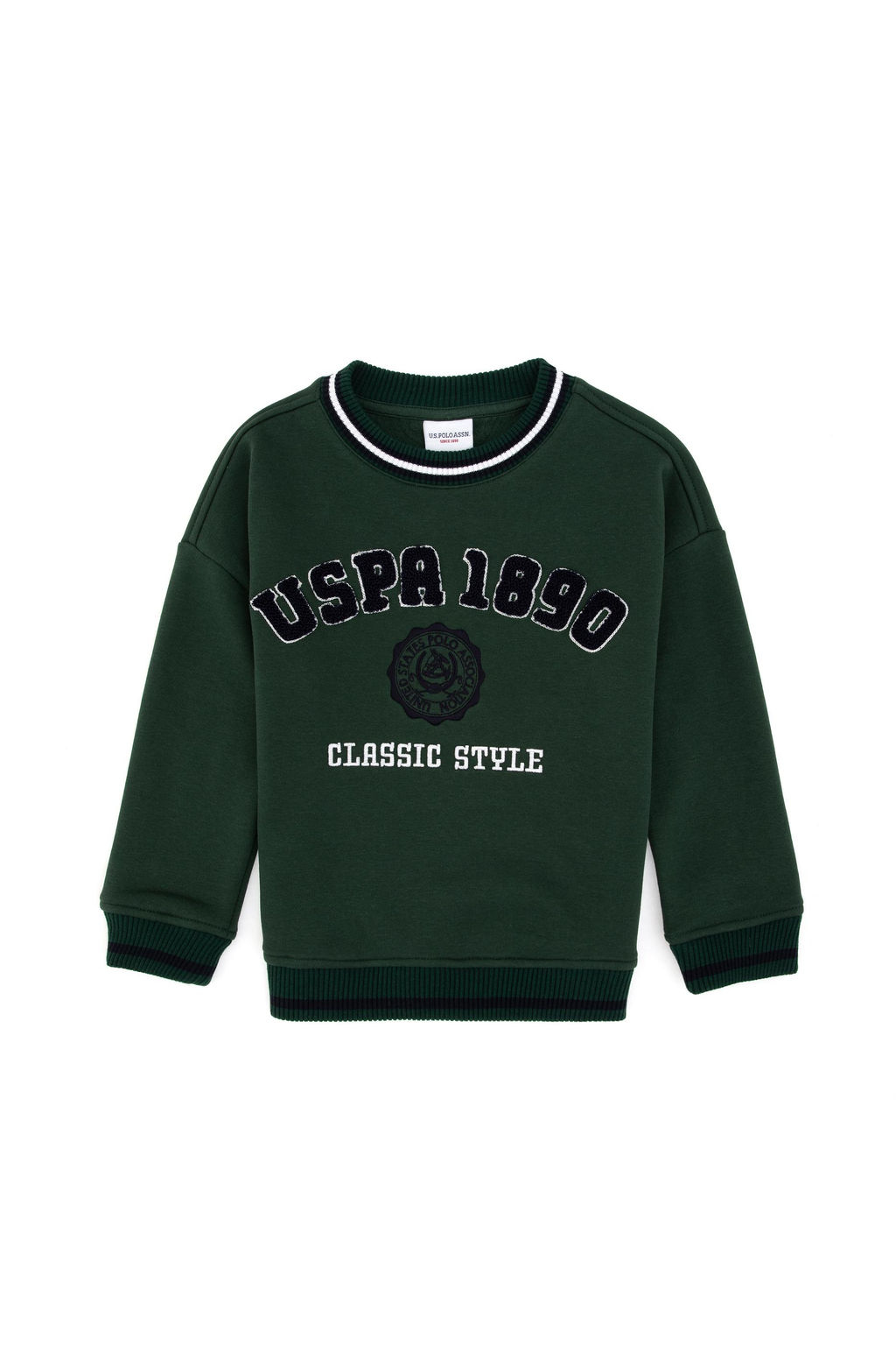 Erkek _ocuk Koyu Ye_il Bisiklet Yaka Sweatshirt - U.s. polo assn фото 2