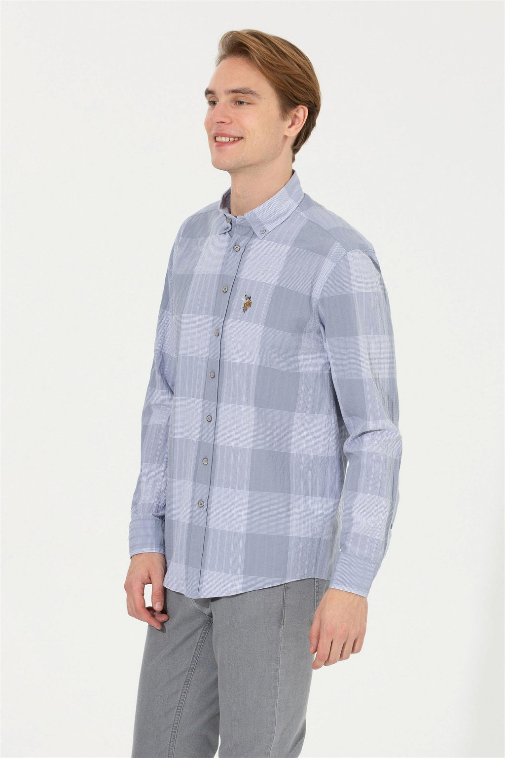 U. S. Polo Assn / Мужская серая рубашка в шотландскую клетку - U.s. polo assn фото 10