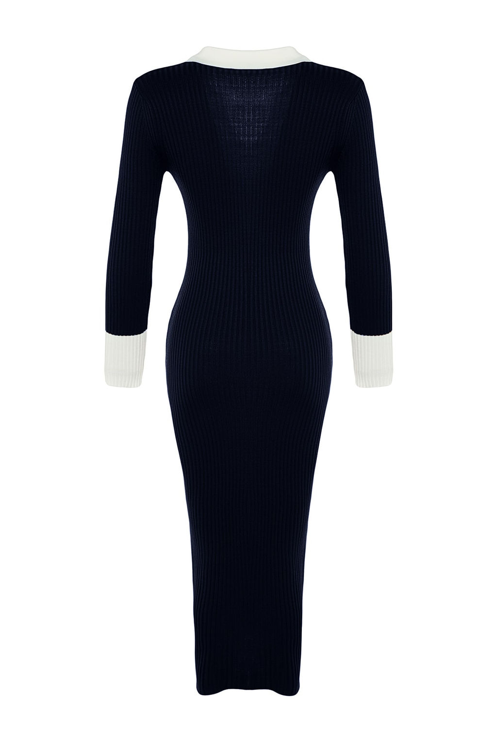 Lacivert Midi Triko Renk Bloklu Elbise TWOAW23EL00024