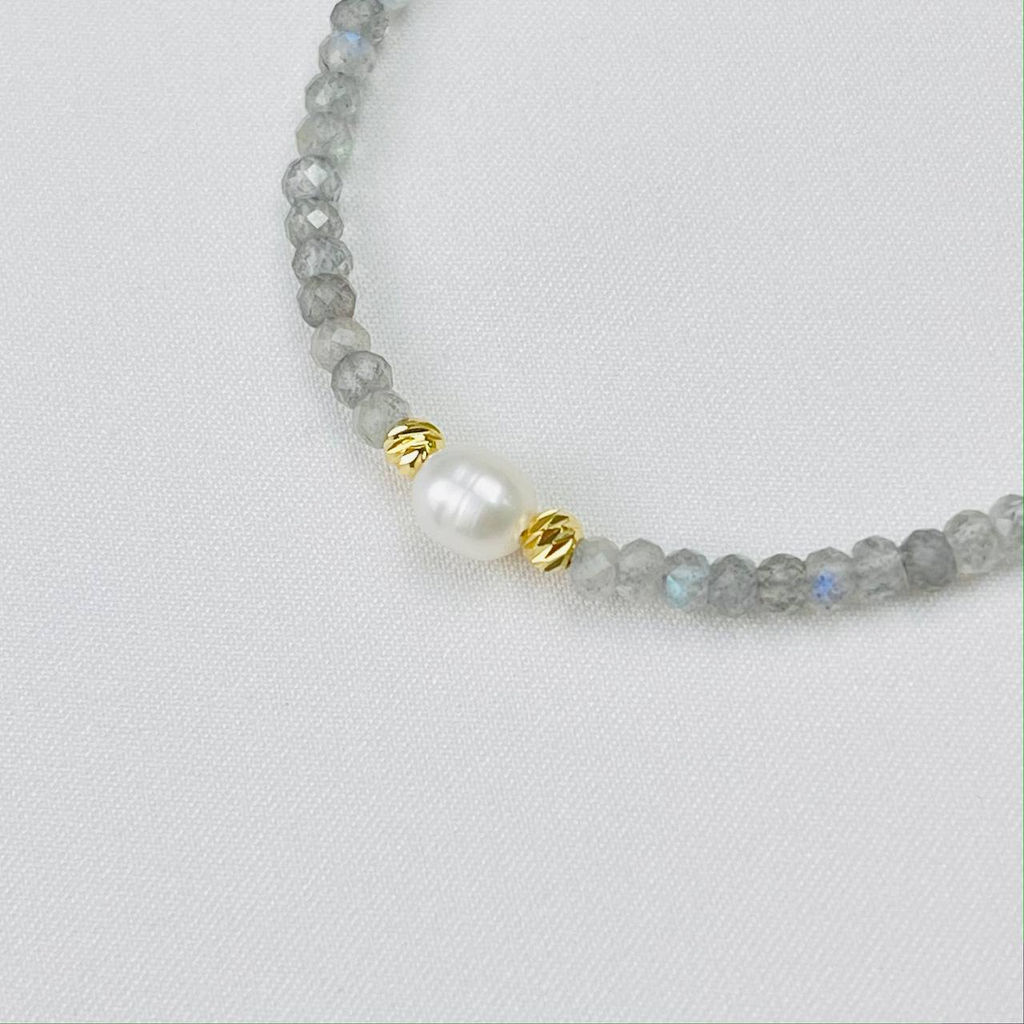 Браслет из Лабрадора и Жемчуга - Радуга самоцветов фото 3