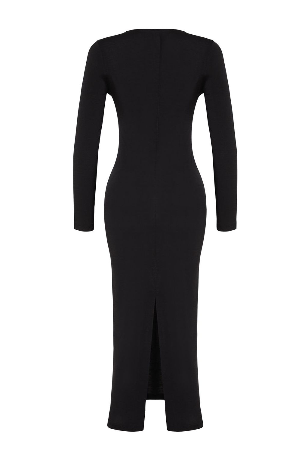 TRENDYOLMILLA Siyah Vucuda Oturan V Yaka Dokuma Elbise TPRAW25EL00164  фото 8