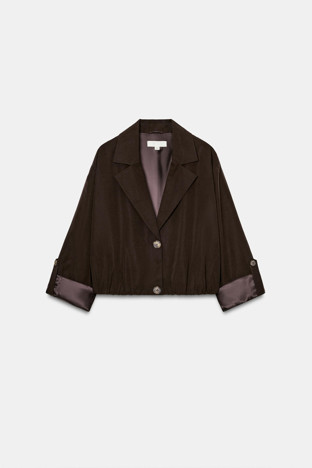 CHAQUETA CORTA BAJO EL?STICO / Marr?n - Zara фото 5