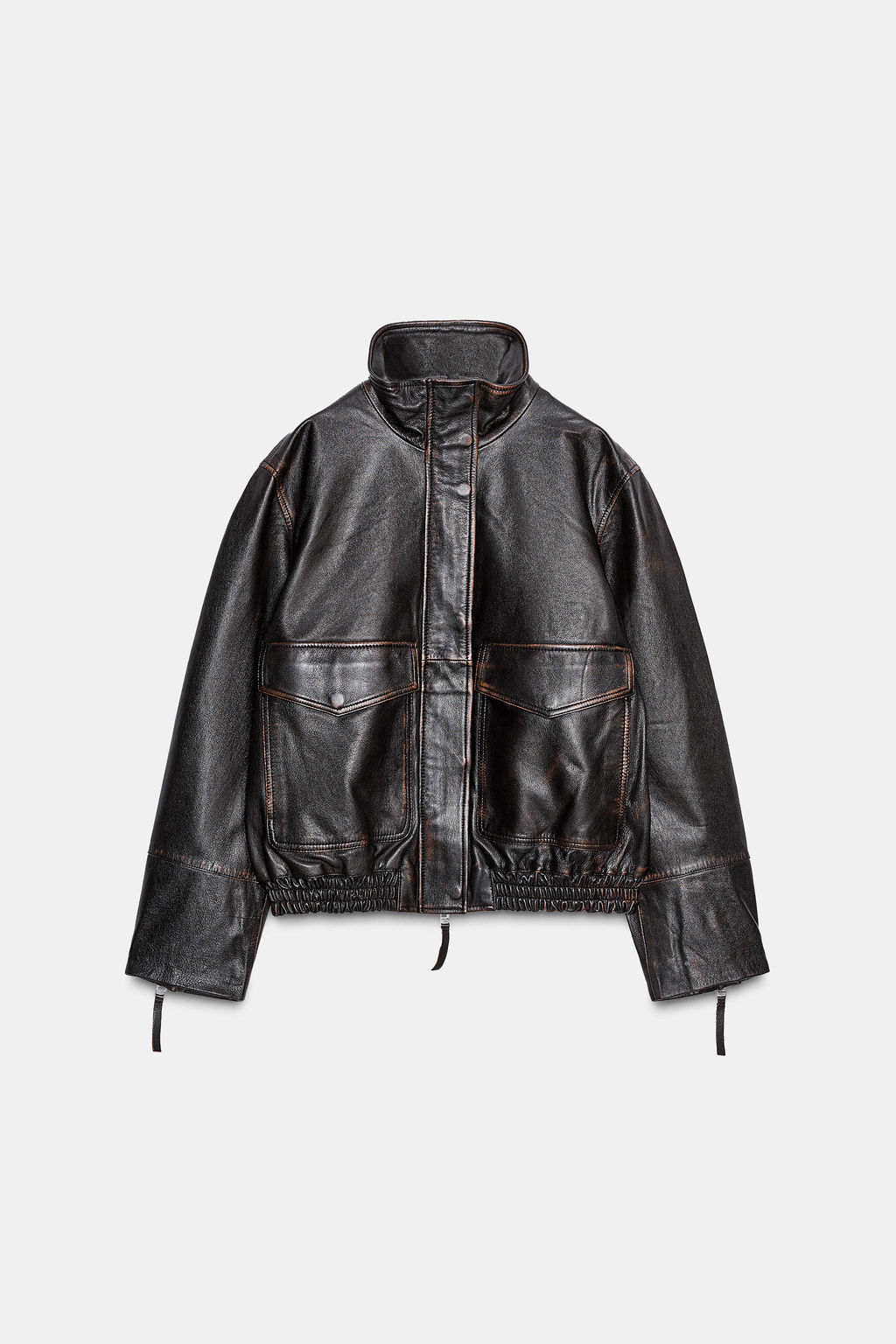 100% LEATHER BOMBER JACKET ZW COLLECTION LIMITED EDITION - Zara фото 6
