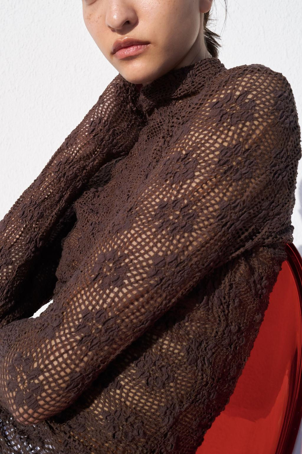 HIGH NECK LACE TOP - Zara фото 6