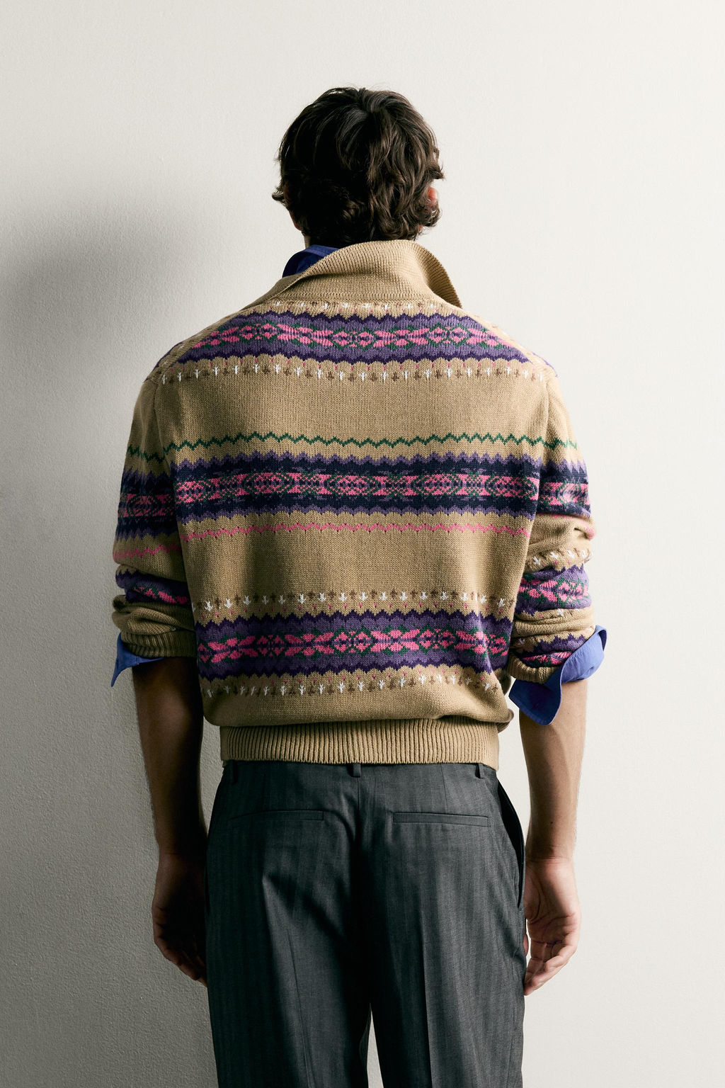 POLO PUNTO JACQUARD ALGOD?N - LINO / Verde Oliva - Zara фото 3
