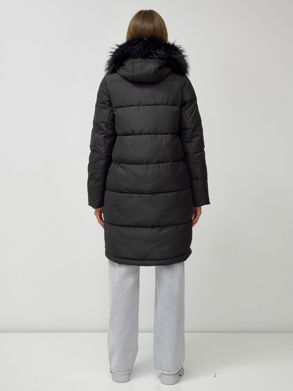 Куртка Бренд Visdeer  ПРЕМИУМ КЛАССА зимняя с мехом ЕНОТА, черного цвета  фото 11