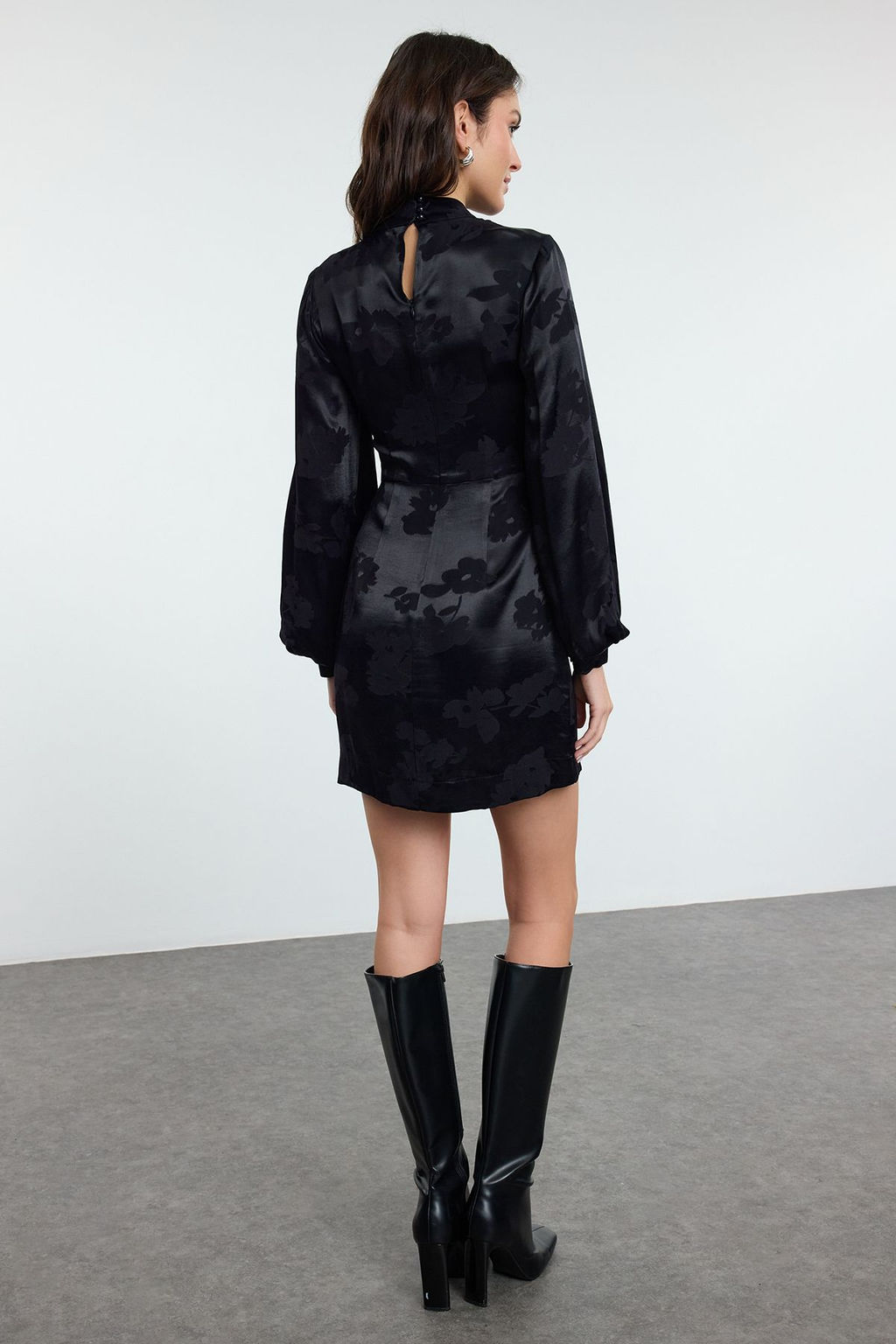 Siyah Animal A Kesim Mini Dokuma Elbise TWOAW25EL00475