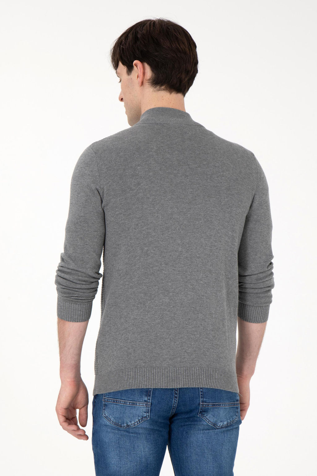 Мужской серый меланжевый базовый трикотажный кардиган Неожиданная скидка в корзине - U.s. polo assn фото 12