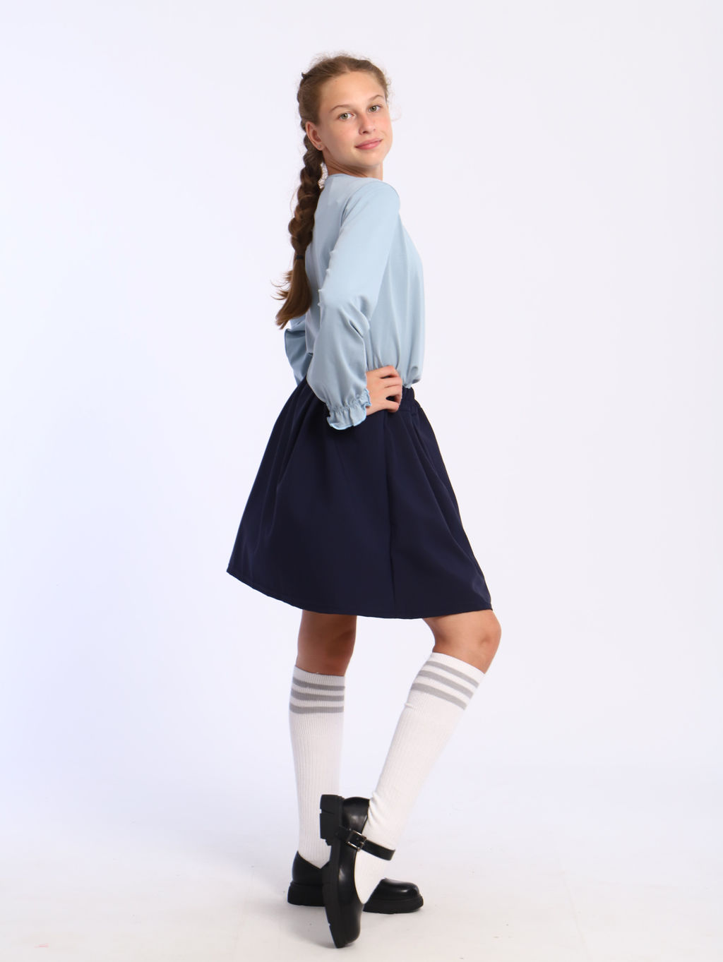 Лонгслив Анечка серо-голубой Ладошки  фото 5