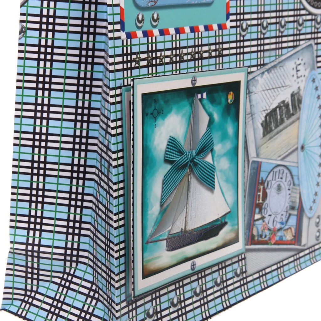 Цена за 12 шт. Пакет подарочный "Винтаж" 31*42*12 см, микс