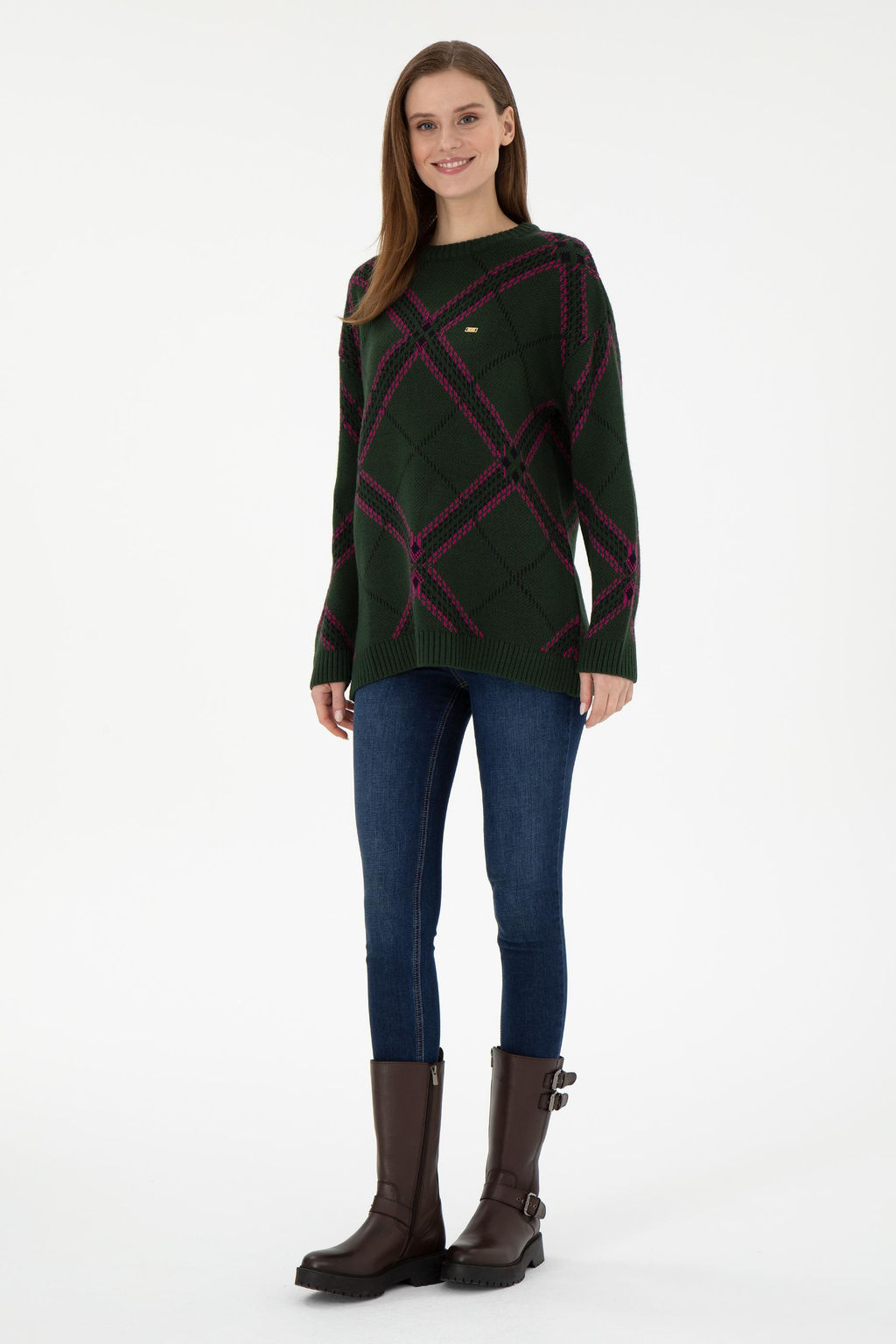Женский темно-зеленый свитер с круглым вырезом Неожиданная скидка в корзине - U.s. polo assn фото 4