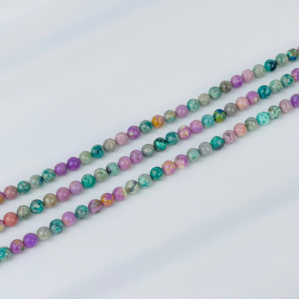 Бусины для украшений из Фосфосидерита и Варисцита (65 бусин) 39 см