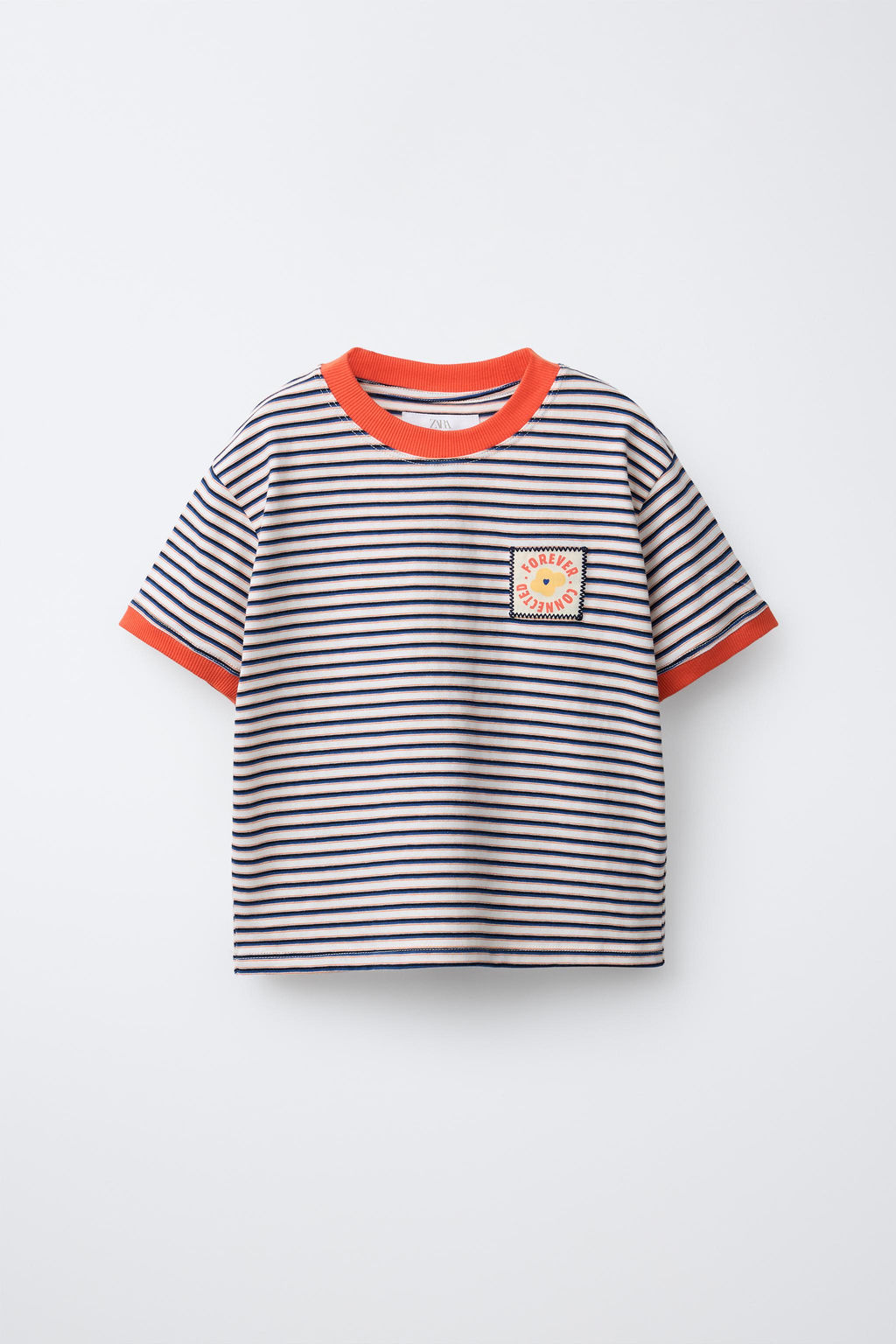 STRIPED T-SHIRT WITH LABEL - Zara фото 7