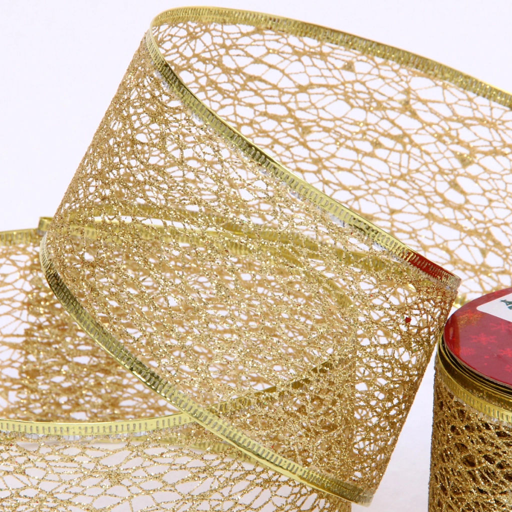 Цена за 2 шт. Лента для декорирования "Сказка" 6,3 см, 2,7 м, Золото