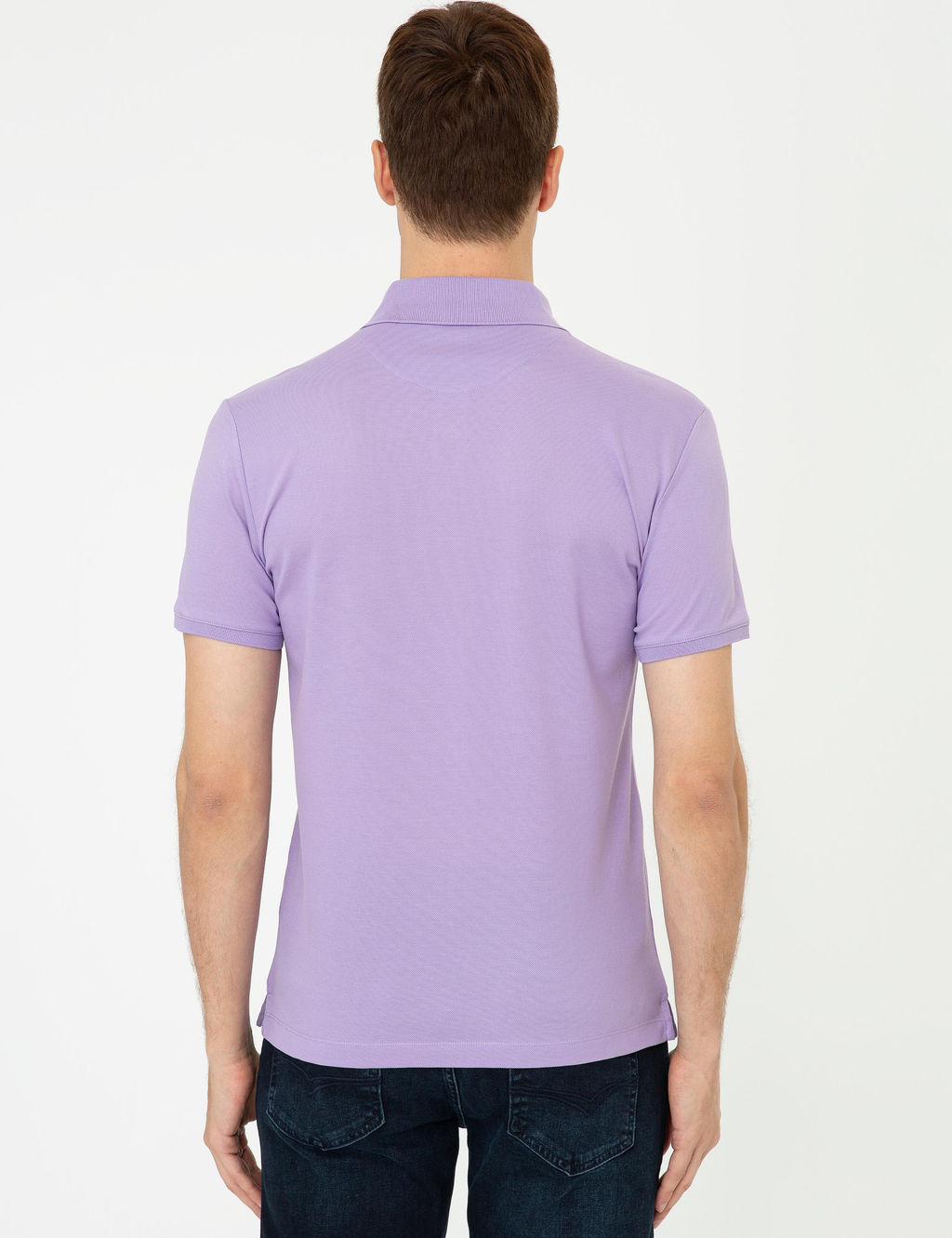 Lila Polo Yaka Slim Fit Basic Merserize T-shirt