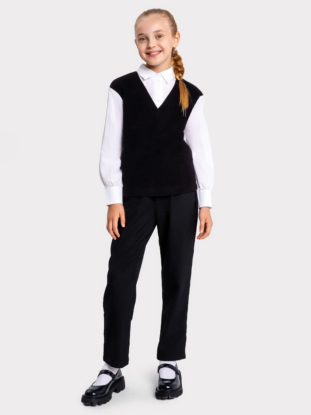 Джемпер-обманка для девочек в черном оттенке - Mark formelle фото 2