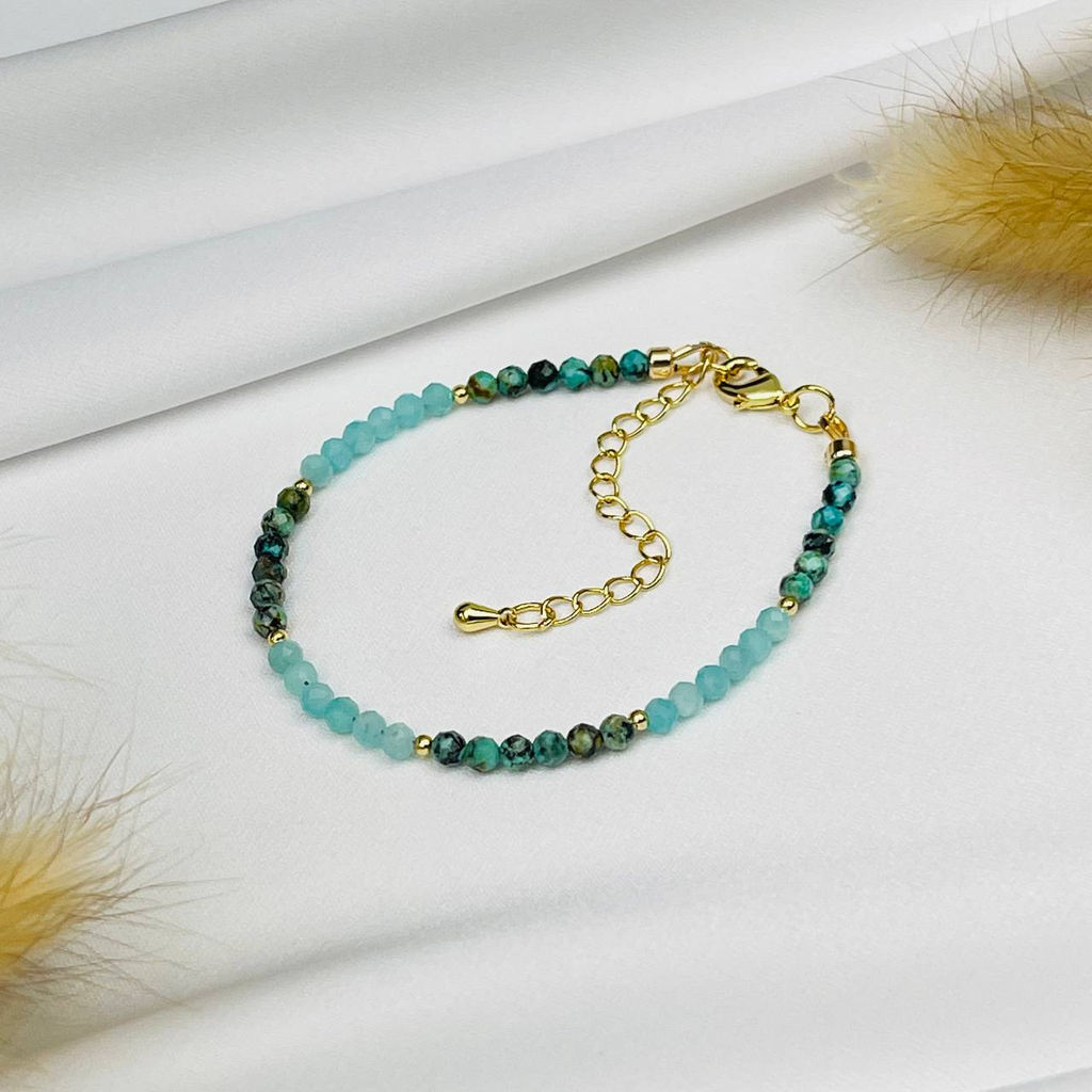 Браслет из Хризоколлы и Амазонита - Радуга самоцветов фото 2