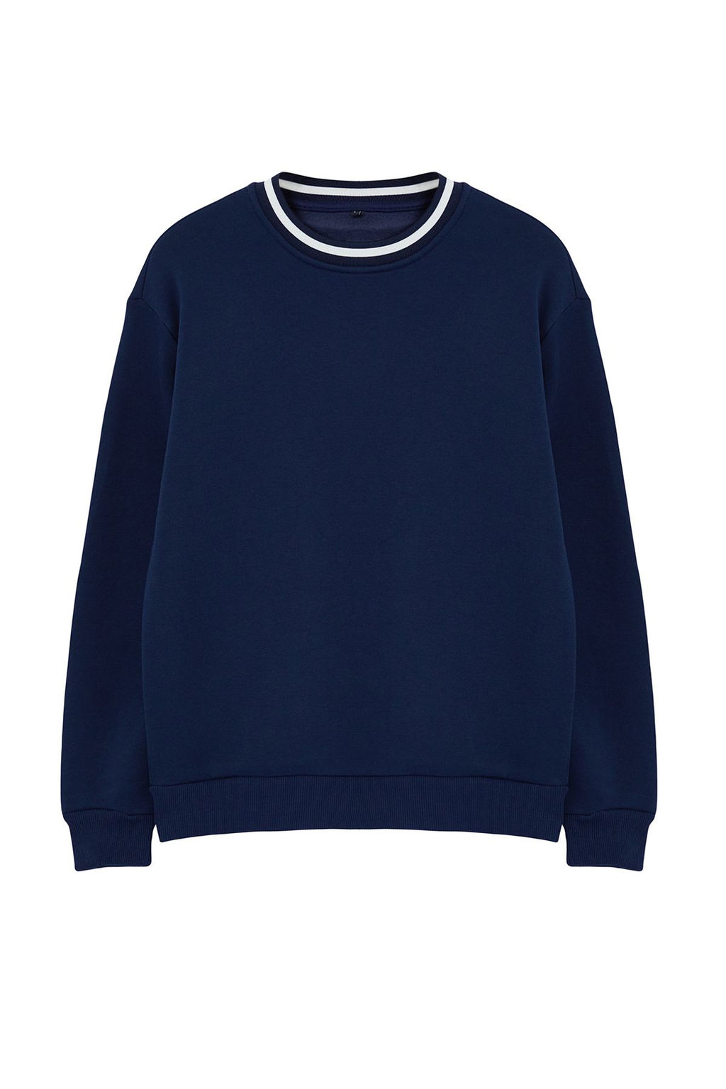 TRENDYOL MAN Indigo Premium Oversize/Genis Kesim Yaka Triko Bant Basic Ici Polarl? Sweatshirt TMNAW25SW00093 - Trendyolmilla фото 6