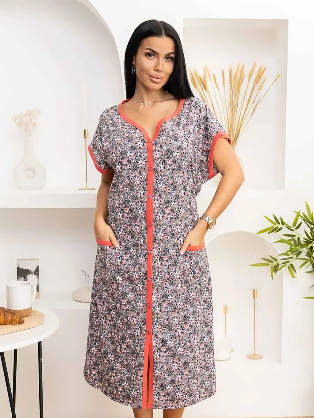 Халат женский, цвет серый