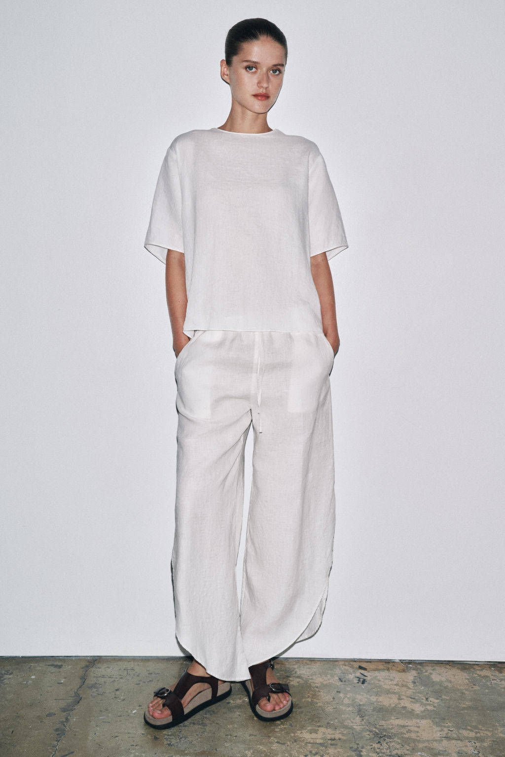 ZW COLLECTION LINEN TROUSERS WITH VENTS - Zara фото 4