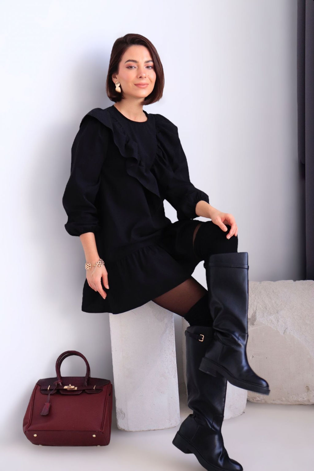 Платье-мини чёрное - Martichelli фото 12