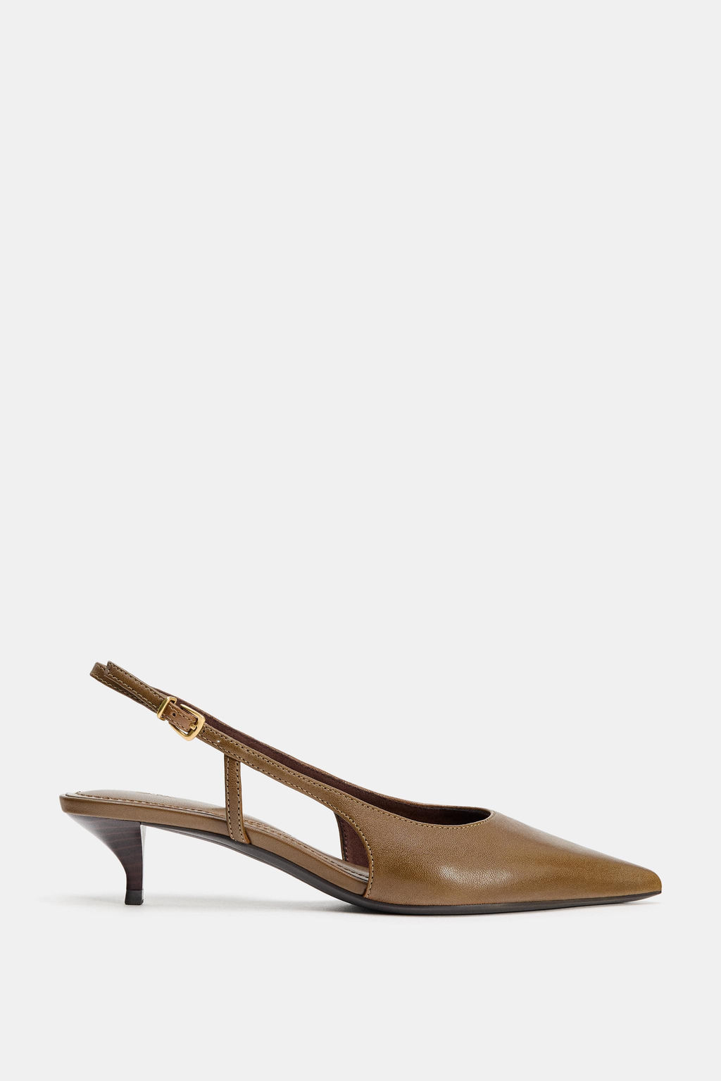 LEATHER KITTEN HEEL SHOES - Zara фото 4