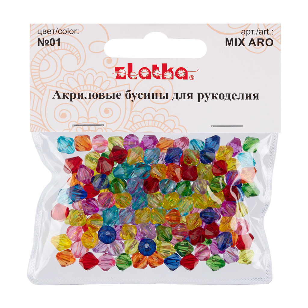 Бусина Zlatka MIX акрил ARO 7 х 8 мм 25 г №01 ассорти - Preciosa фото 3