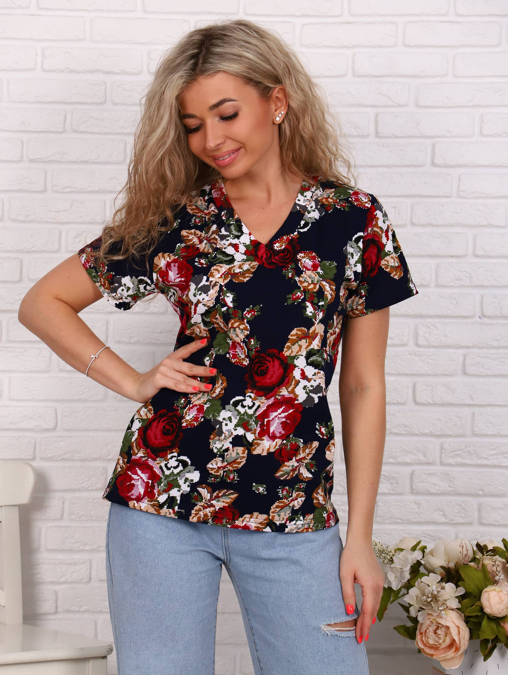 Футболка женская, модель 137, трикотаж (Вышивка) - Ивановотекстиль фото 3