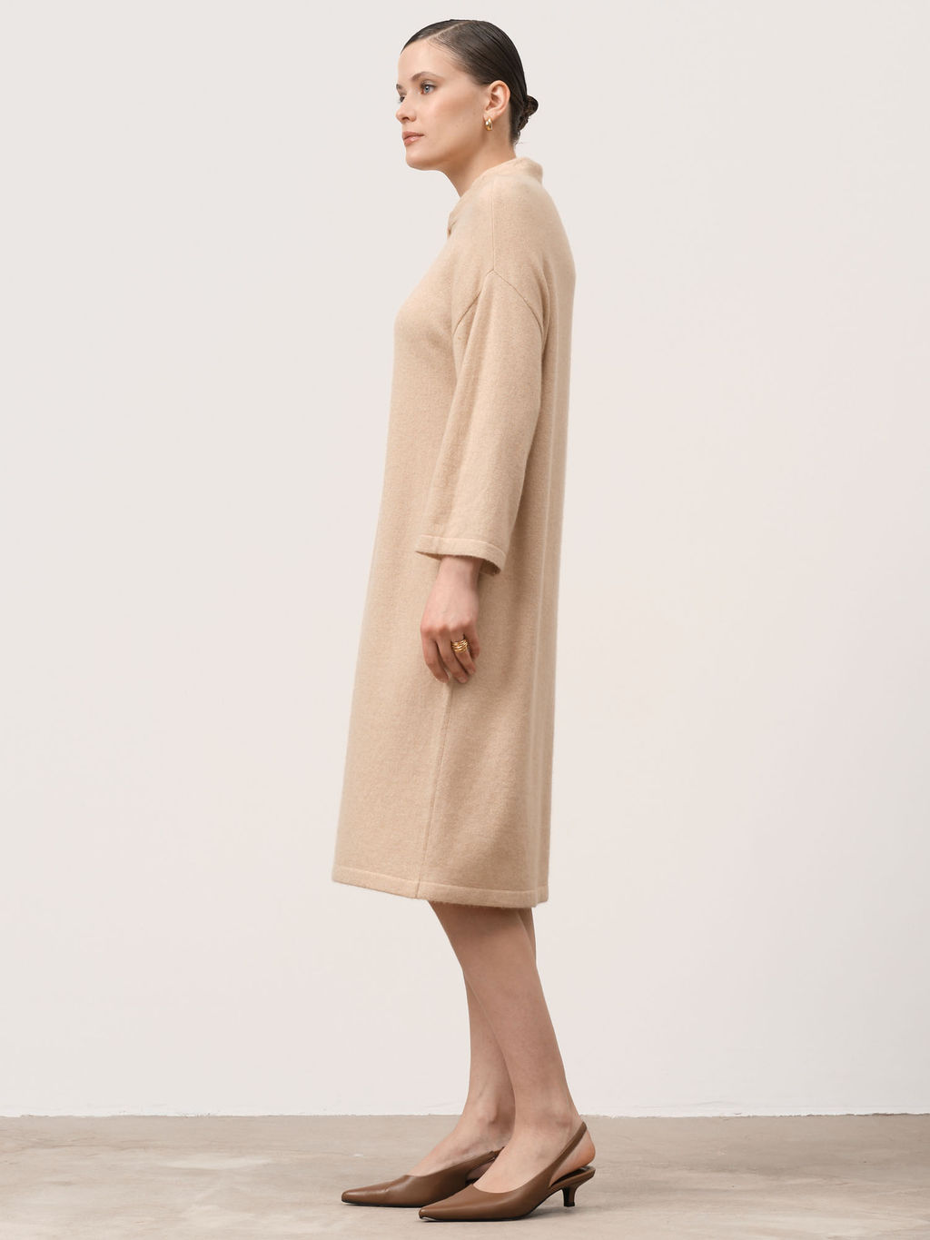 Платье кашемировое KW082732 бежевое