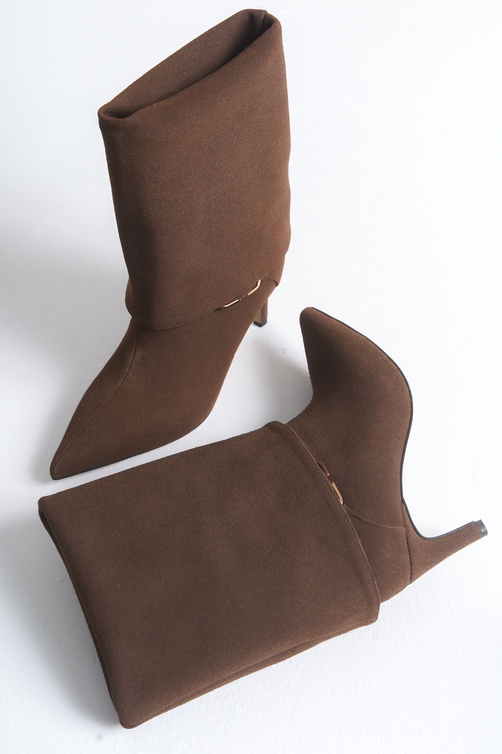 Kahverengi Premium Cift Kullan?ml? Kemer Detayl? Suet Kad?n 6,5 cm Topuklu Bot&Cizme TAKAW26BO00092