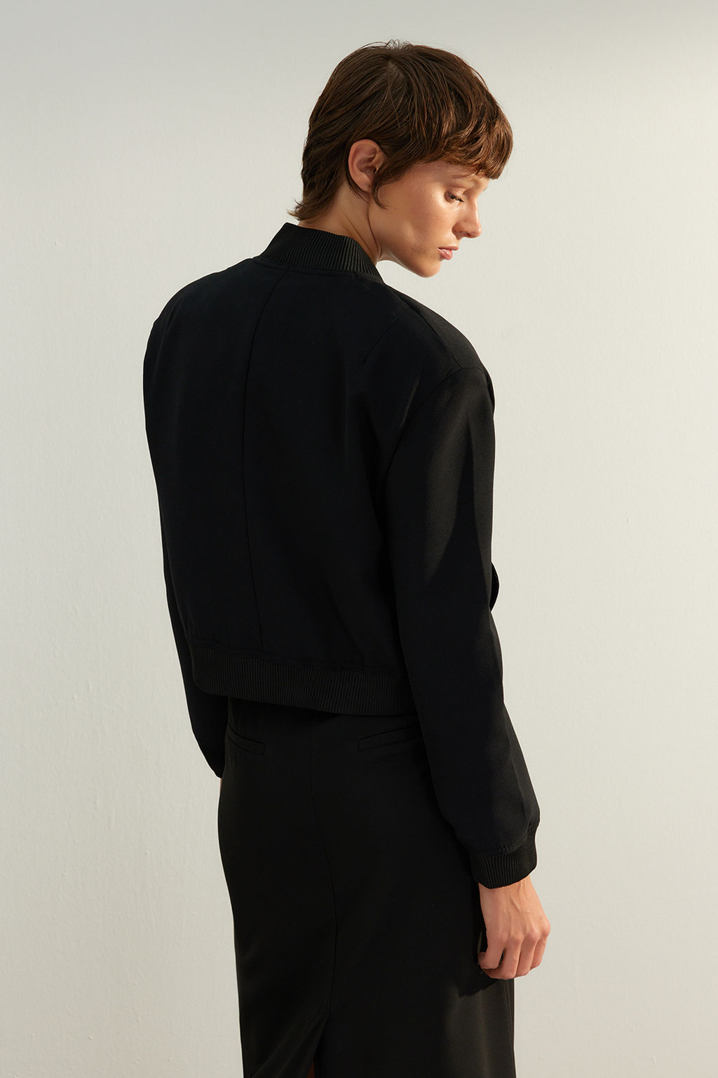 Siyah Premium Bomber Crop Dokuma Ceket TWOAW24CE00047 - Trendyolmilla фото 8