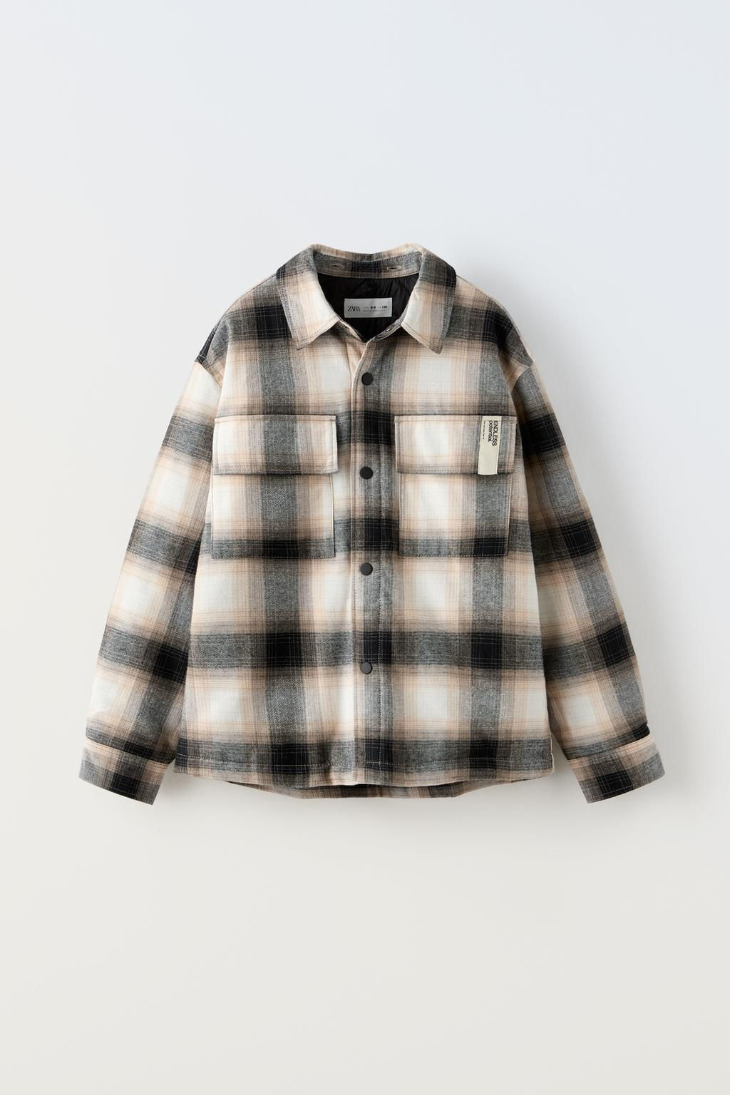 QUILTED CHECK OVERSHIRT WITH HOOD - Zara фото 2