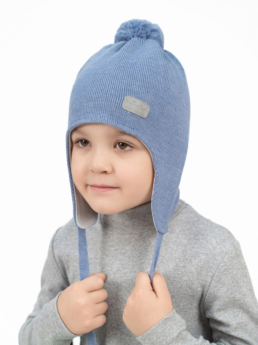 Шапка вязаная голубая Ш-108 (48-50)