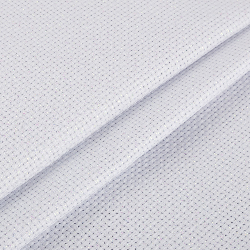 Канва K03L Gamma Aida №11 ФАСОВКА 95% хлопок, 5% терилен 150 x 100 см 2 см белый с перламутровым люрексом