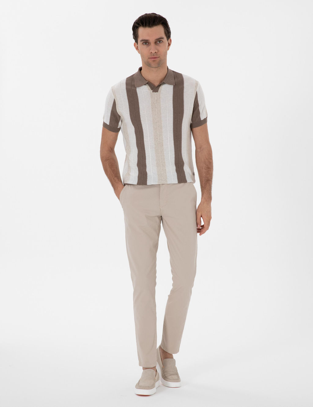 Bej Slim Fit Pamuk Kar___ml_ Kanvas Pantolon - Cacharel фото 3