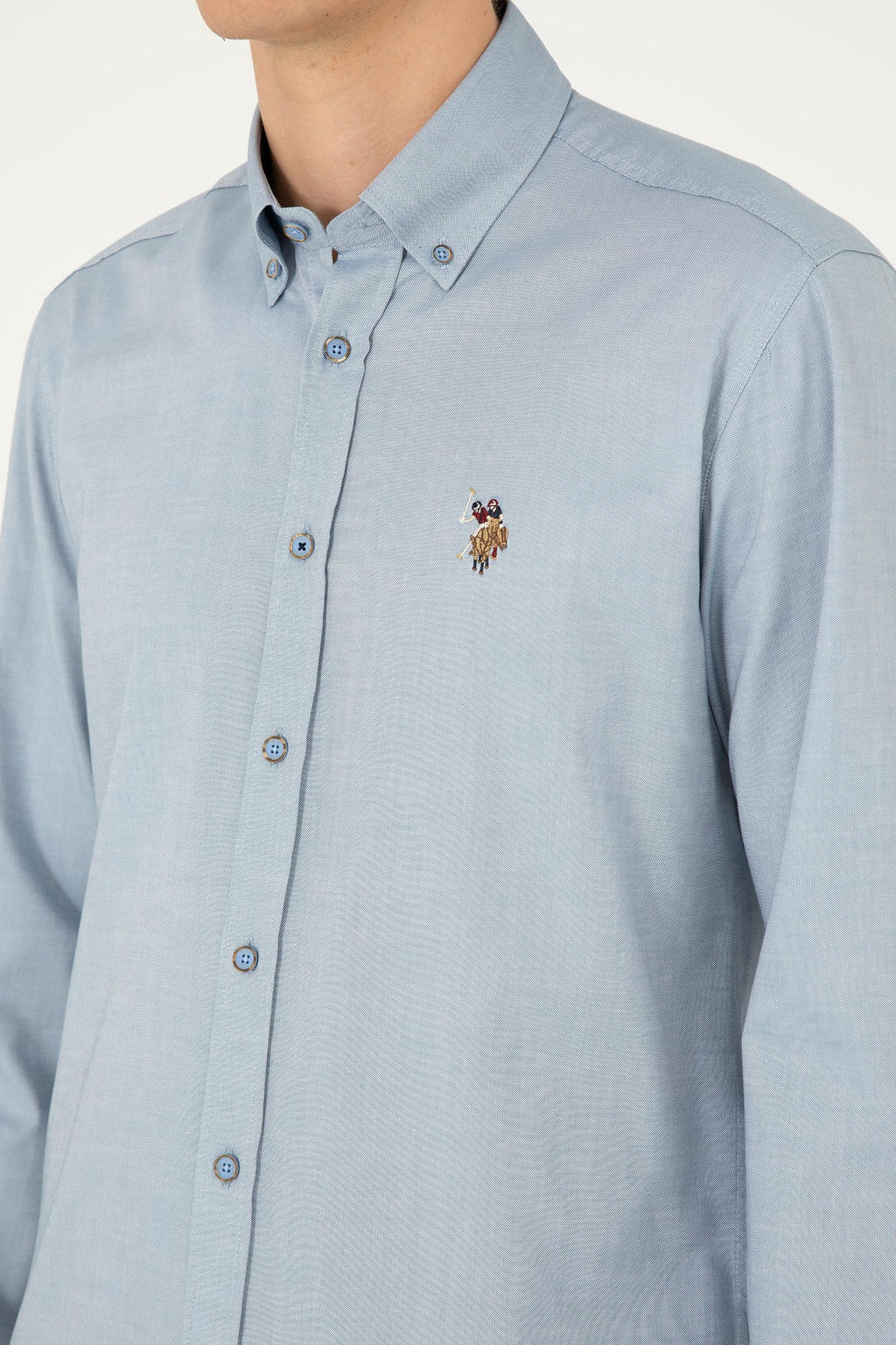 Мужская темно-синяя базовая рубашка с длинным рукавом Неожиданная скидка в корзине - U.s. polo assn фото 7