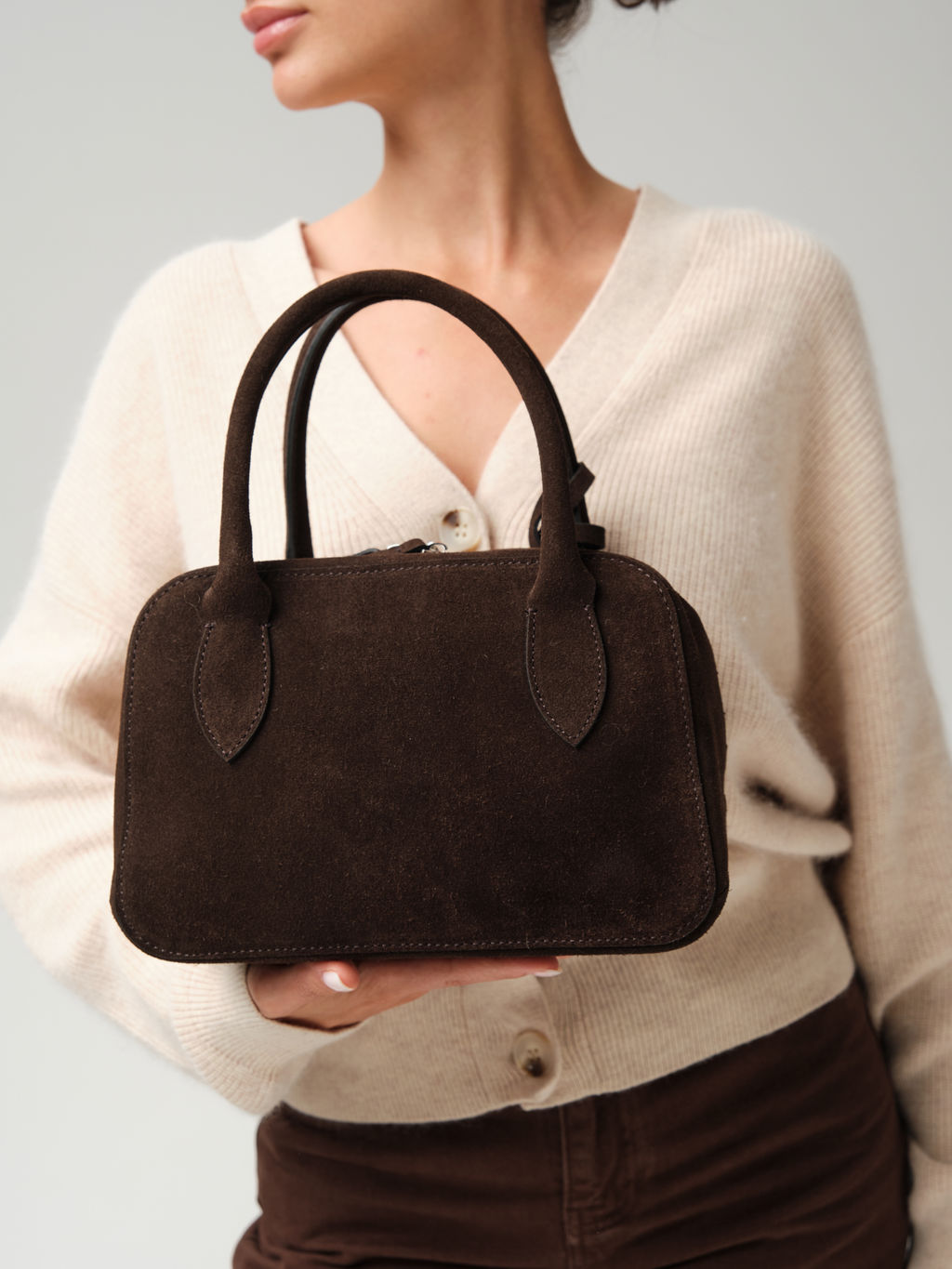 Замшевая сумка Polly DBR 31348 черный каштан фото 3