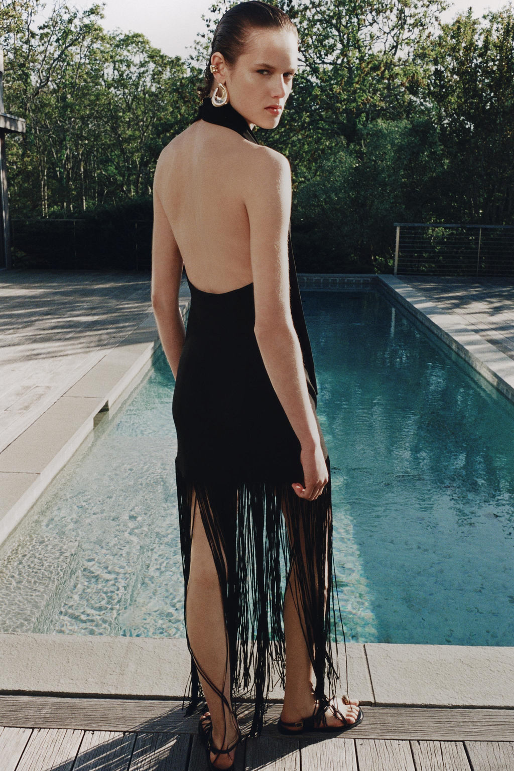 VESTIDO HALTER FLECOS ZW COLLECTION / Negro - Zara фото 5