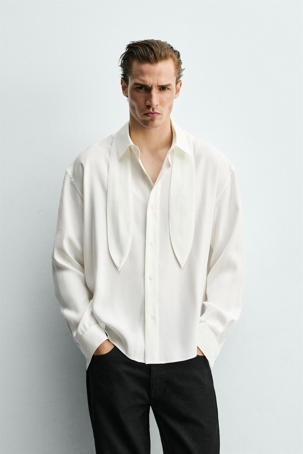 CAMISA FLUIDA LAZO CORTO / Blanco - Zara фото 2