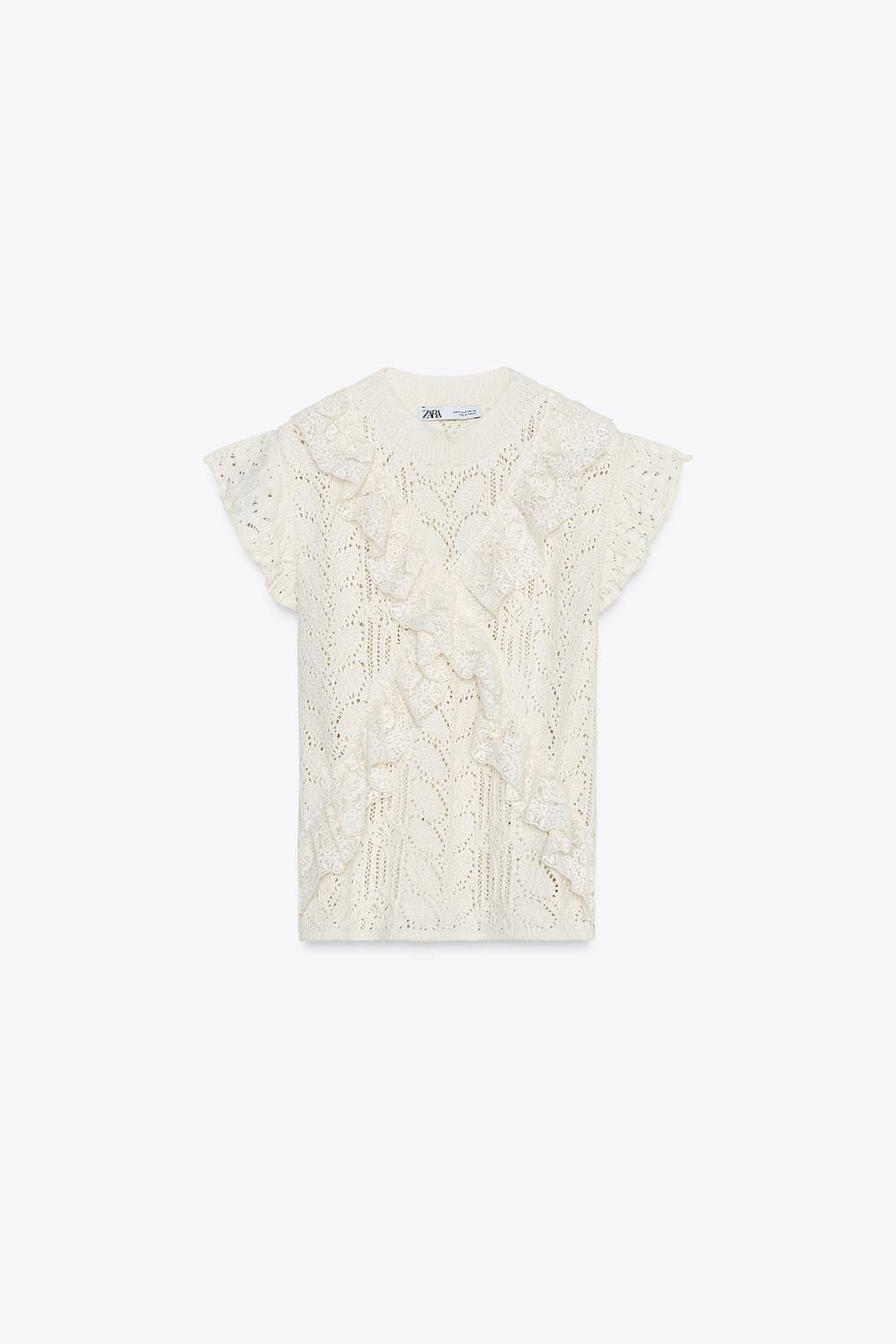 POINTELLE KNIT TOP WITH RUFFLES - Zara фото 4