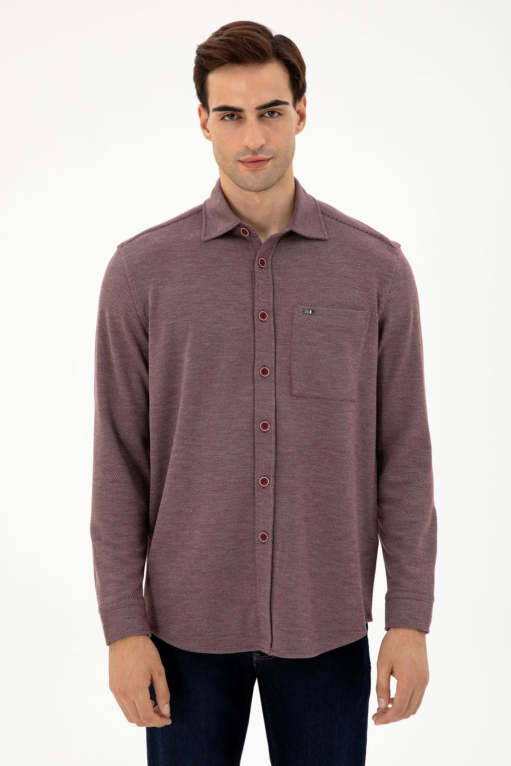 Мужская бордовая трикотажная рубашка Неожиданная скидка в корзине - U.s. polo assn фото 3