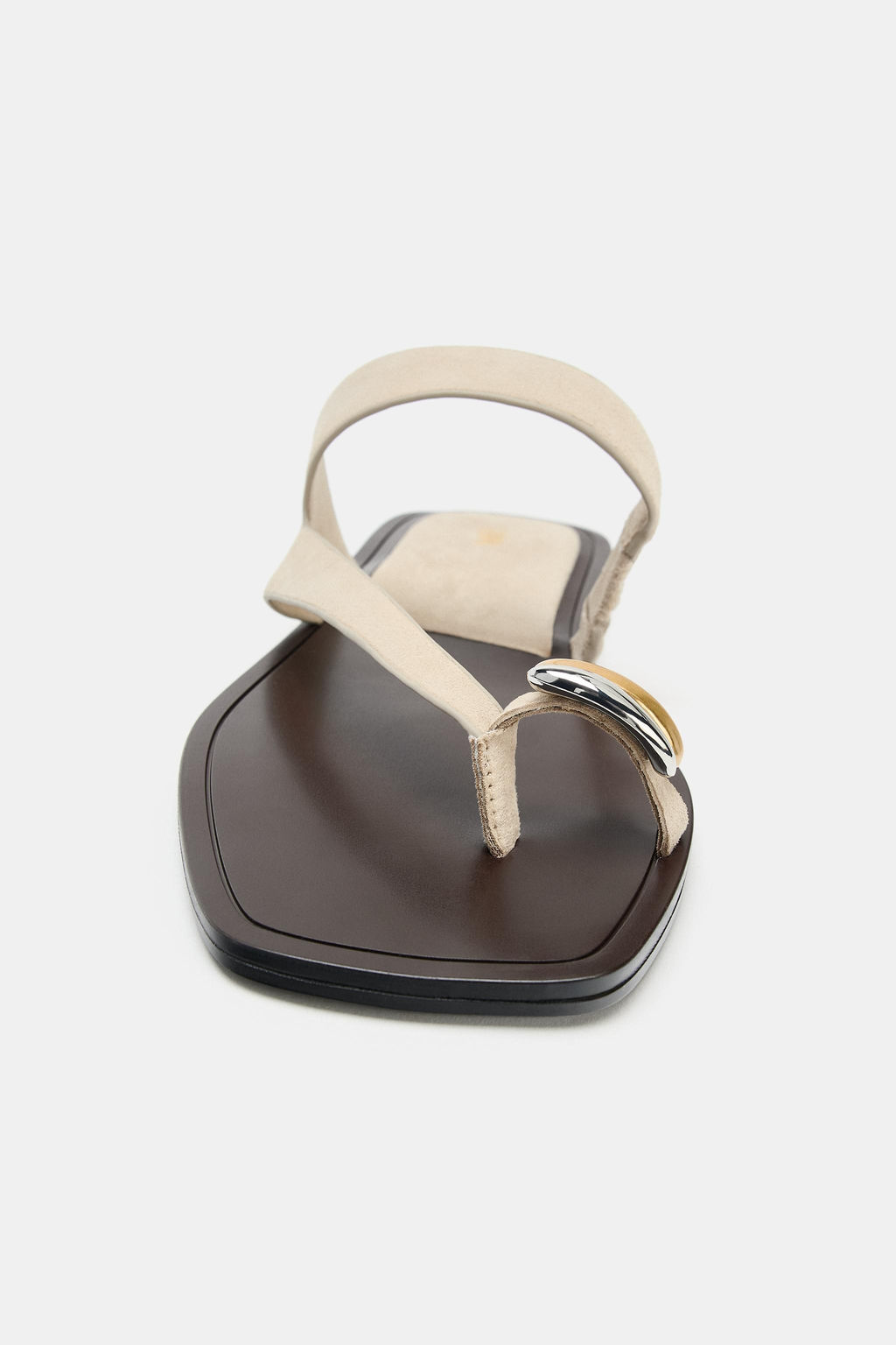 SANDALIA PIEL DETALLE MET?LICO / Beige - Zara фото 4